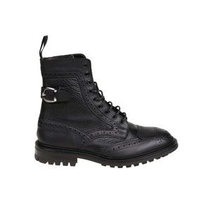 Trickers Rugged Black Leather Boots With Brogue Detailing - NWT